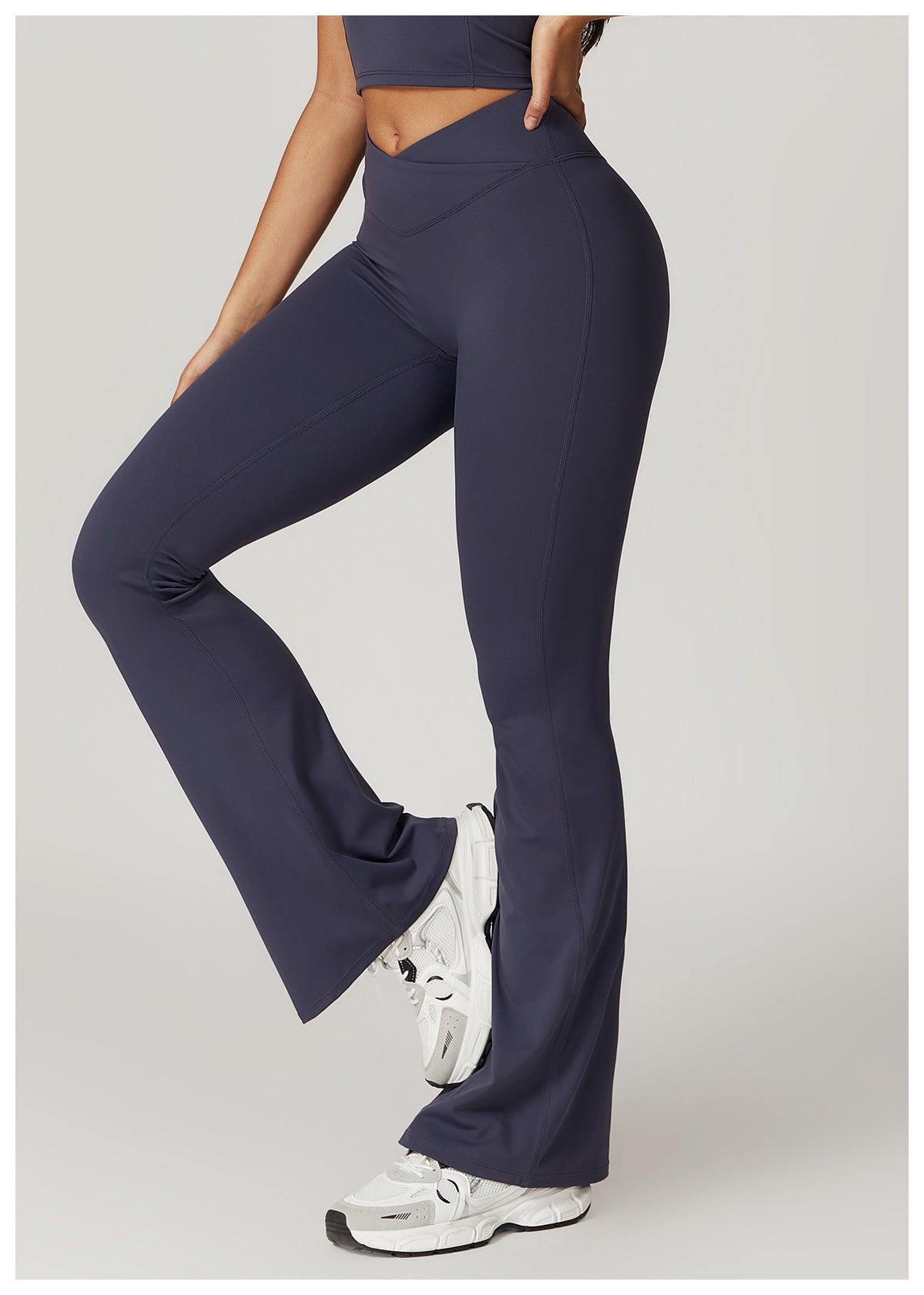 Sollinarry Sustainable Recycled Quick Dry Hip Raise Yoga Bell Bottom Pants Nude Feel Cross High Waist Tight Casual Sports Wide Leg Pants