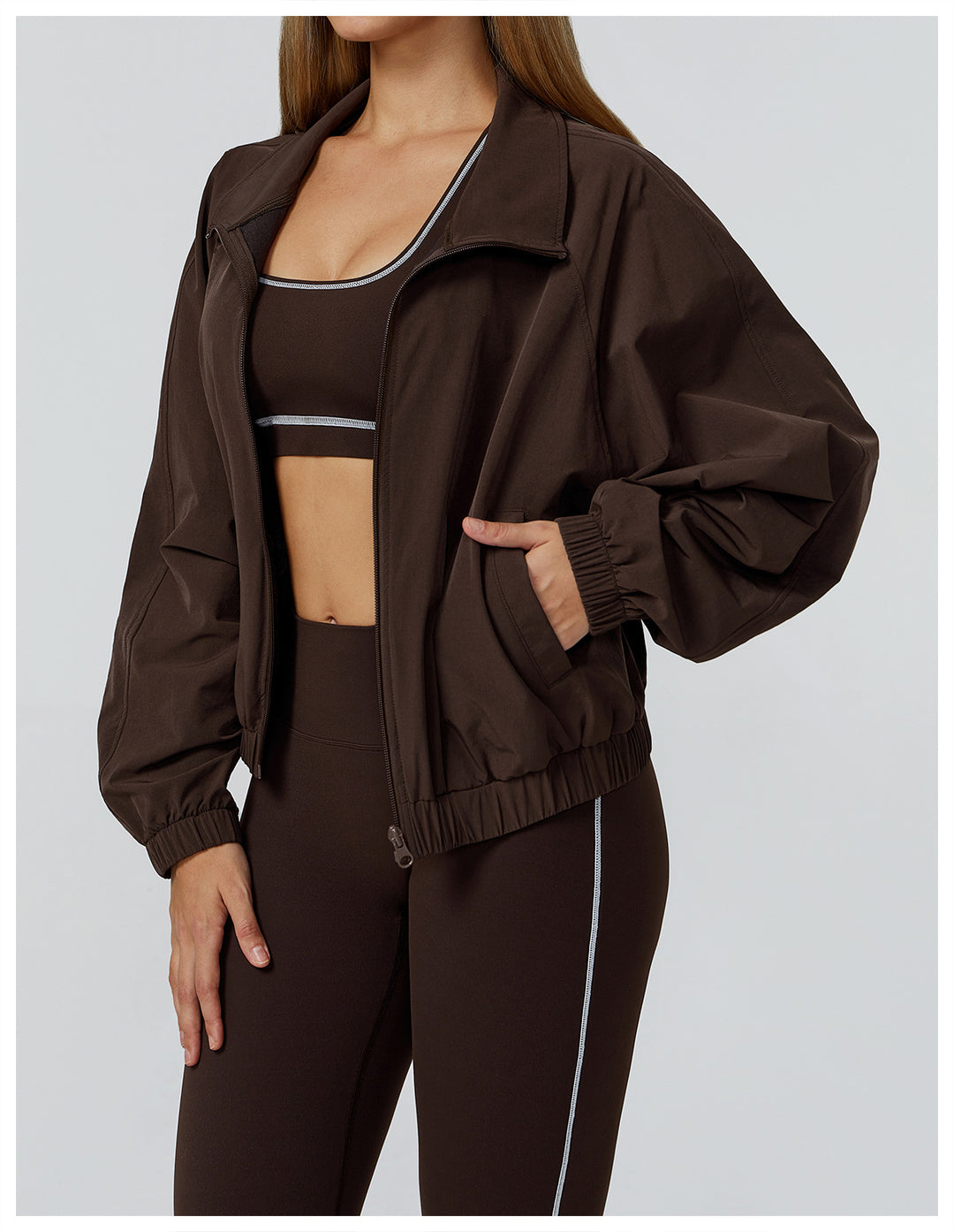 Sports Jacket Women Zipper Windproof Outdoor Running Workout Long Sleeve Yoga Clothes Coat