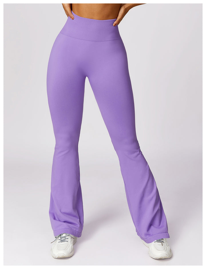 Sollinarry Wide Leg Tight Seamless Hip Lifting Yoga Bell Bottom Pants Abdominal-Shaping High Waist Bootcut Casual Sports Pants
