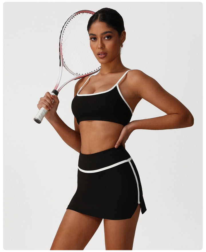 Sports Contrast Color Yoga Skirts High Waist Hip Lift Quick Drying Tennis Skirt Outdoor Sports Casual Skirt