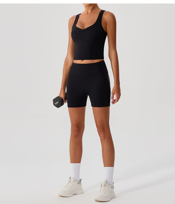 High Elastic Sports Yoga Vest High Strength I Shaped Outer Wear with Chest Pad Workout Running Top