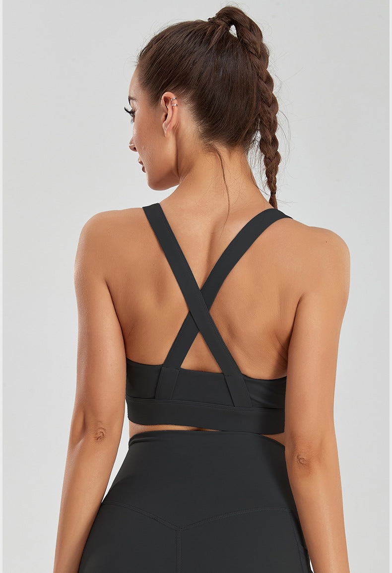 Plus Size Sports Bra Women Fitness Running High Shockproof Yoga Clothes Big Chest Show Small Beauty Back Zipper Bra