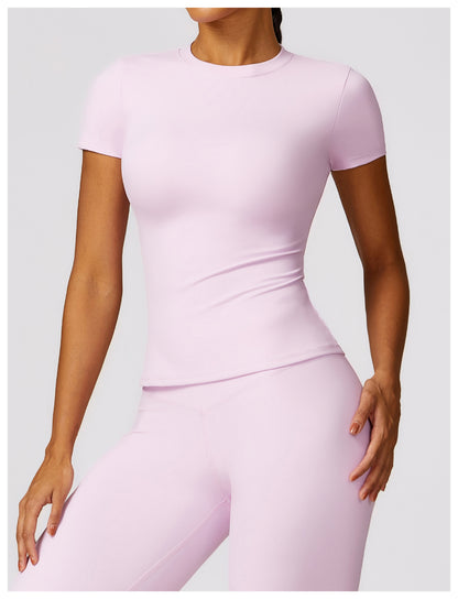 Sollinarry Spring T Shirt Quick Drying Yoga Clothes Short Sleeve Workout Top Blouse Outdoor Running Sports Short Sleeve Women