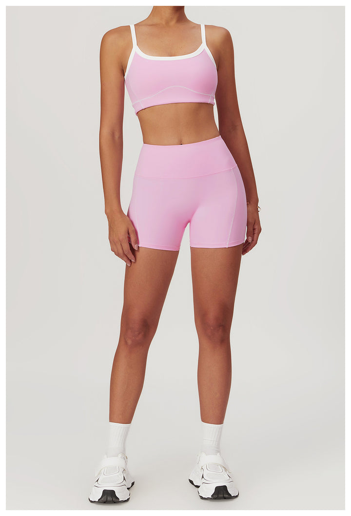 Sollinarry Summer Nude Feel Tight Back Yoga Clothes Suit Women Belly Contracting Hip Lifting Outdoor Running Sports Suit