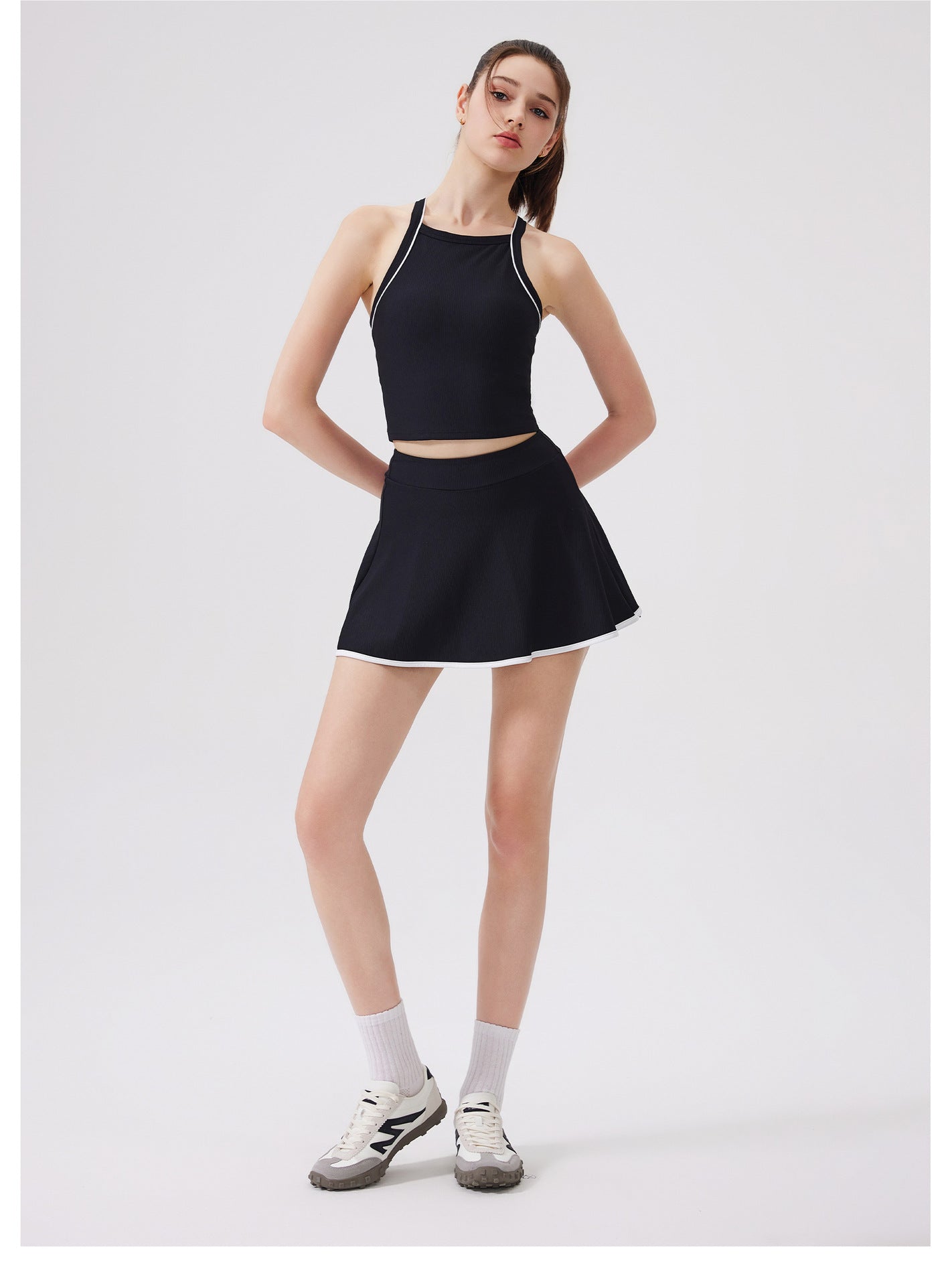 Nude Feel Quick-Drying Sports Short Skirt Sports Fitness Thread Yoga A line Short Skirt Exposure Sports Tennis Skirt