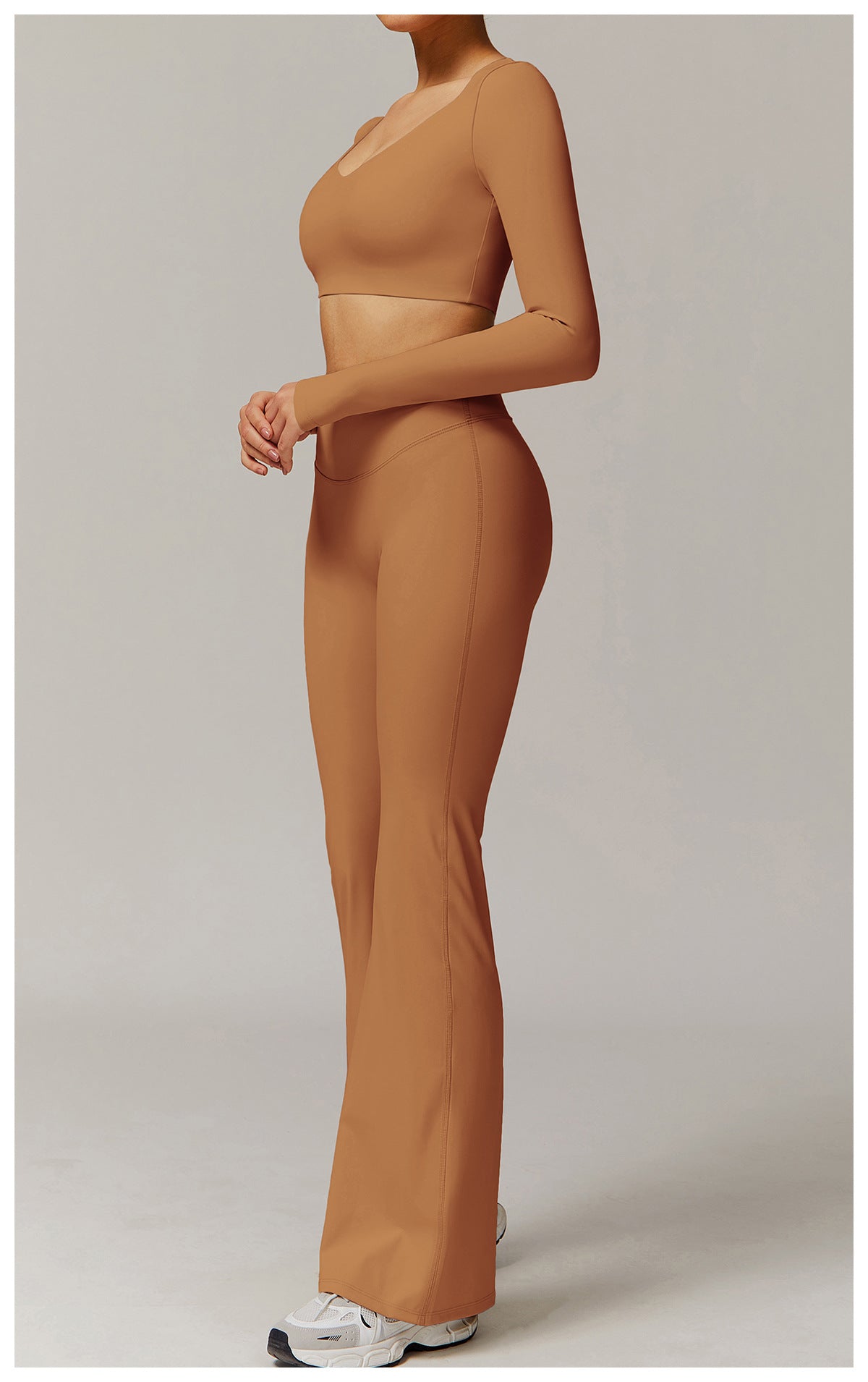 Sollinarry Tight Quick Drying Yoga Long Sleeved Women V neck Short Slimming Top Running Sports Fitness T shirt