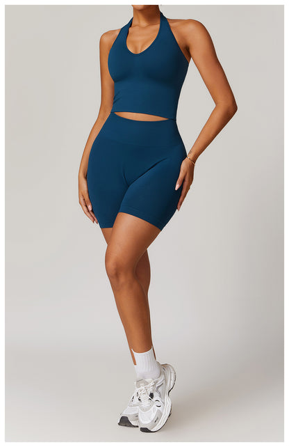 Sollinarry Breathable Halter Beauty Back Yoga Bra Seamless Sports Underwear Women Summer Shockproof Workout Top