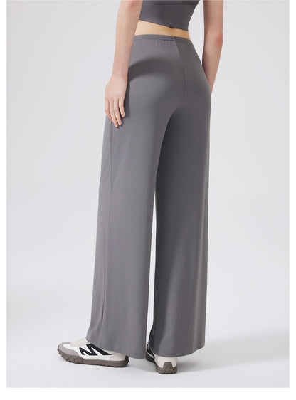 Cool Feeling Wide Leg Sports Trousers Antibacterial Loose Slimming Draping Effect Sports Pants Outdoor Running Yoga Pants Straight Leg Pants