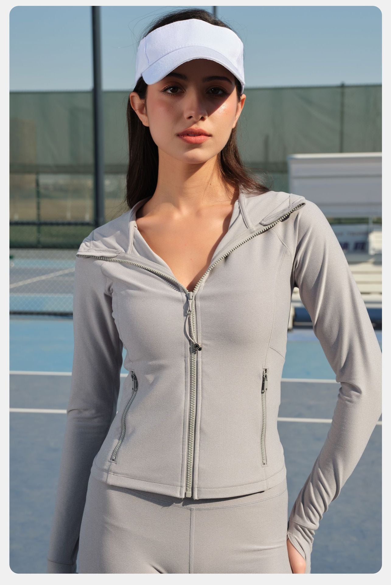 Yoga Clothes Coat Yoga Jacket Running Fitness Stand Collar Tight Hooded Sports Jacket Women