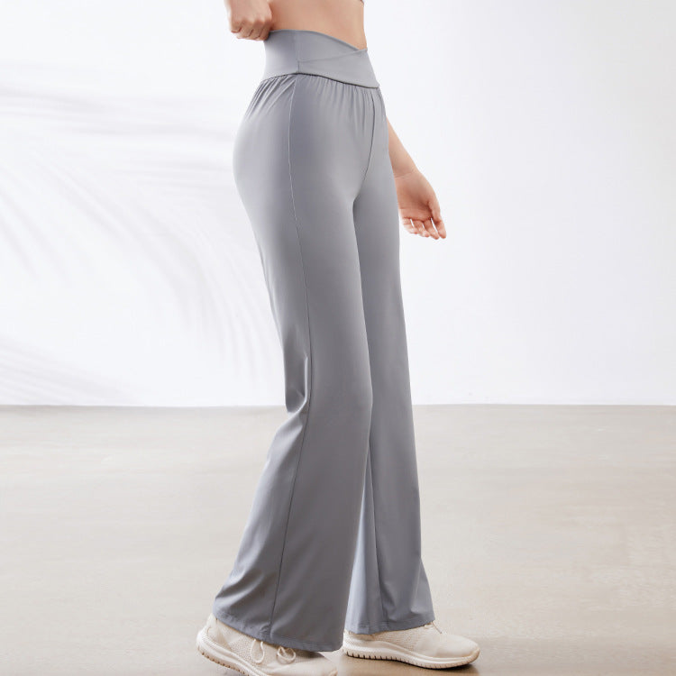 Yoga Wide Leg Pants Sports Flared Pants High Waist Figure Flattering Hip Lifting Casual All Match Stretch Quick Drying Fitness Pants