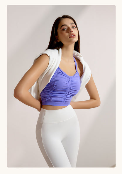 Spring Summer Yoga Wear Professional Sports Underwear with Chest Pad Push up Collapsed Beauty Back Outer Wear Training Workout Top