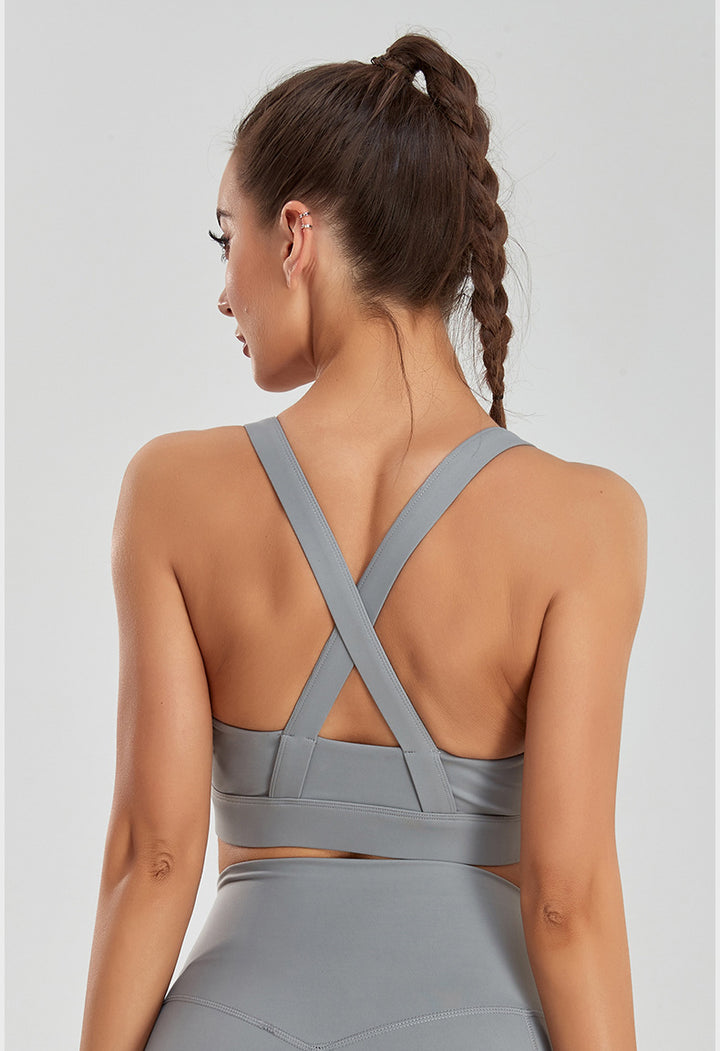 Plus Size Sports Bra Women Fitness Running High Shockproof Yoga Clothes Big Chest Show Small Beauty Back Zipper Bra
