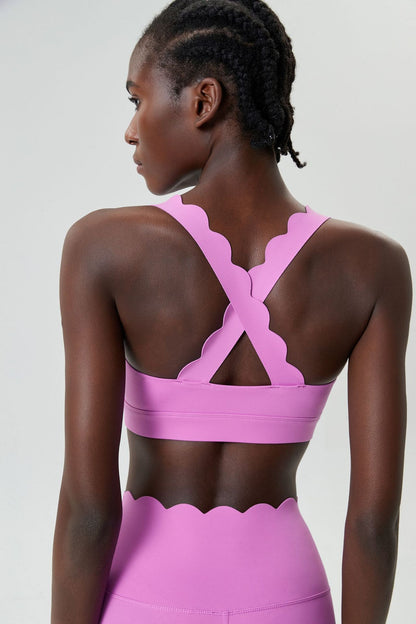 Liquid Glue Small Wave Sports Underwear Women Shockproof Workout Yoga Bra Quick Drying Running Vest