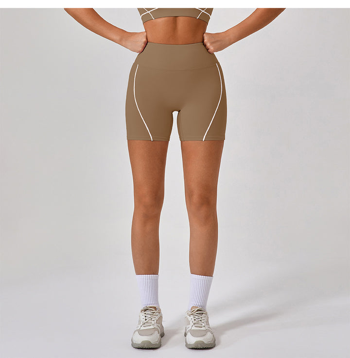 Nude Feel Tight Outdoor Sports Underwear Women Spaghetti Strap Contrast Color Suit Sling Yoga Clothes