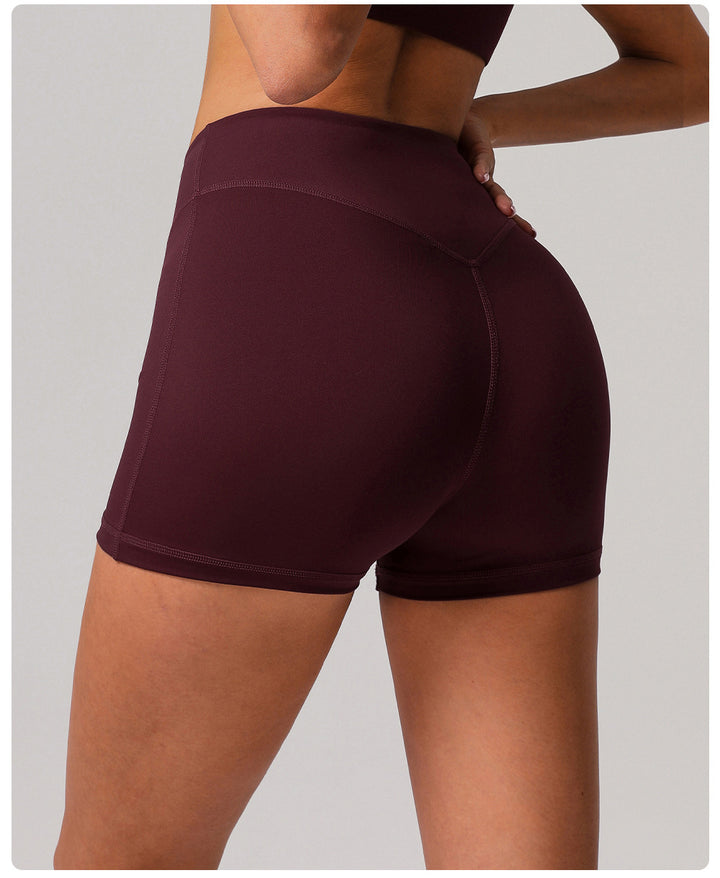 Nude Feel Tight Yoga Shorts Women High Waist Belly Contracting No Embarrassment Line Fitness Pants Hip Lifting Running Exercise Shorts