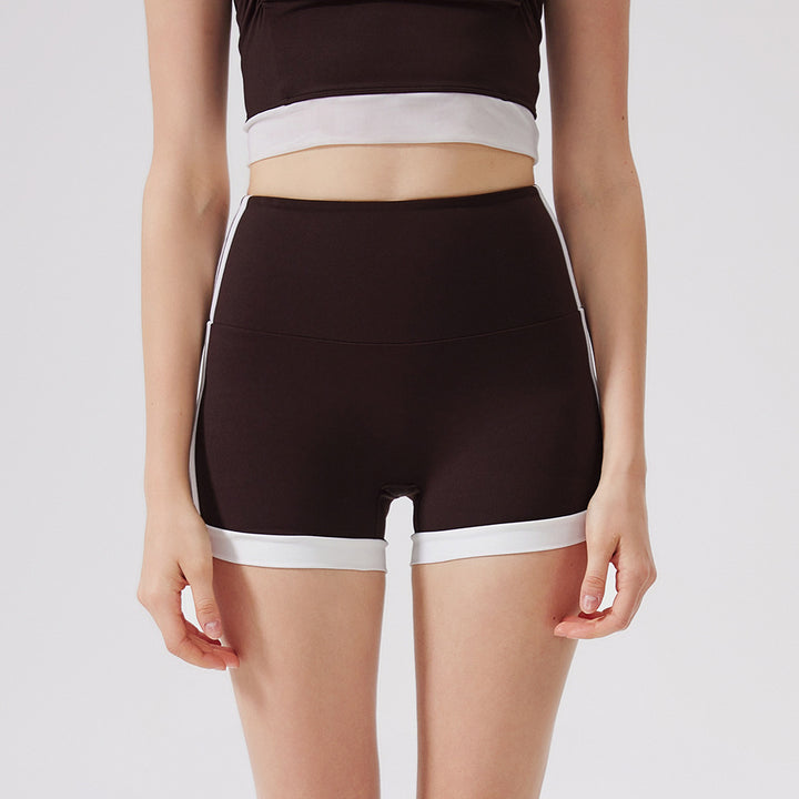 Contrast Color High Waist Peach Hip Lifting Zero Sense Pants No Embarrassment Line Sports Shorts Running Fitness Yoga Pants Women