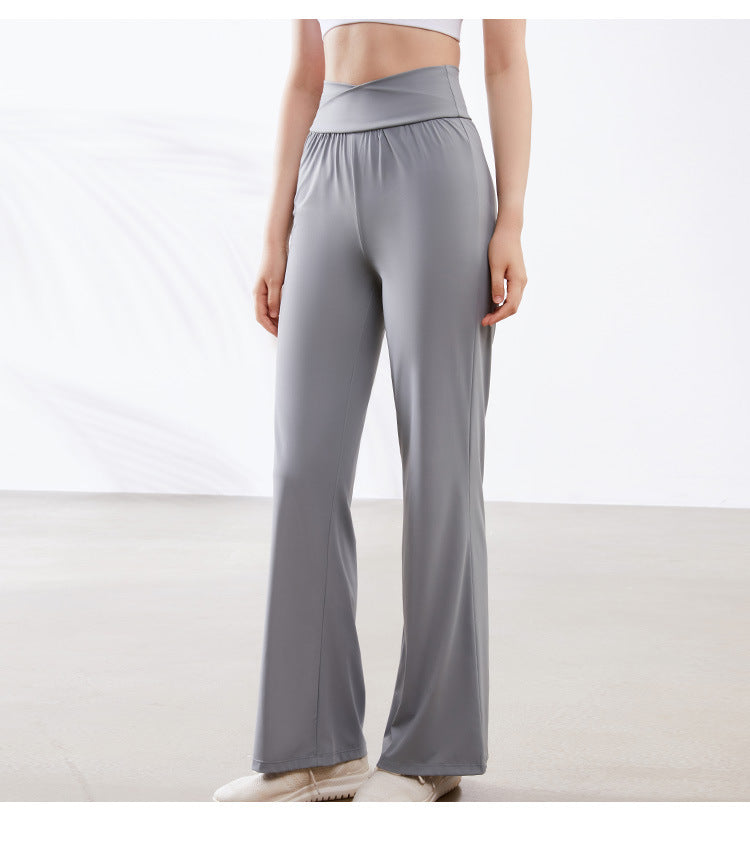 Yoga Wide Leg Pants Sports Flared Pants High Waist Figure Flattering Hip Lifting Casual All Match Stretch Quick Drying Fitness Pants