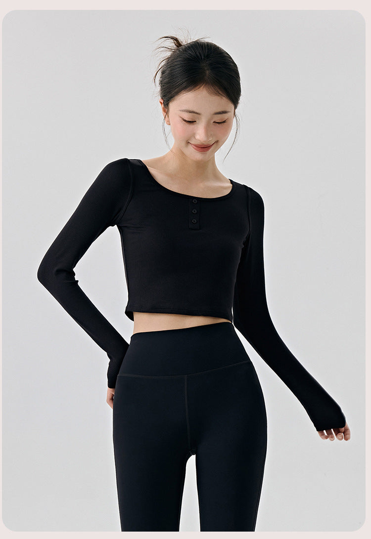 Scoop Yoga Clothing Top Women Short Slim Fit Slimming Workout Top