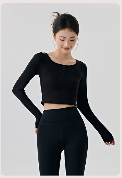 Scoop Yoga Clothing Top Women Short Slim Fit Slimming Workout Top