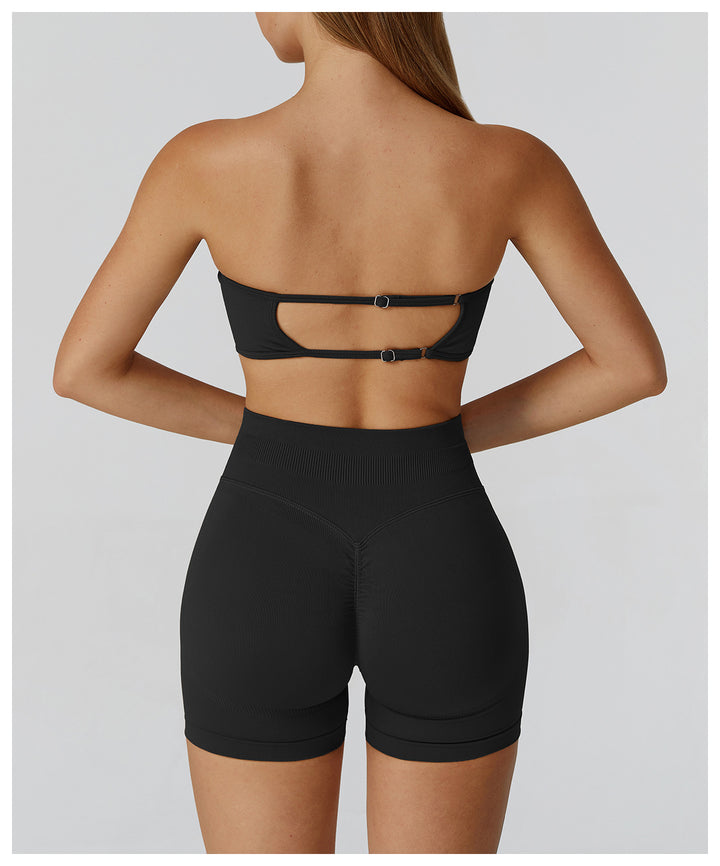 Sollinarry Seamless Sports Underwear Tube Top Yoga Bra Hollow Out Cutout out Beauty Back Running Sports Bra Women