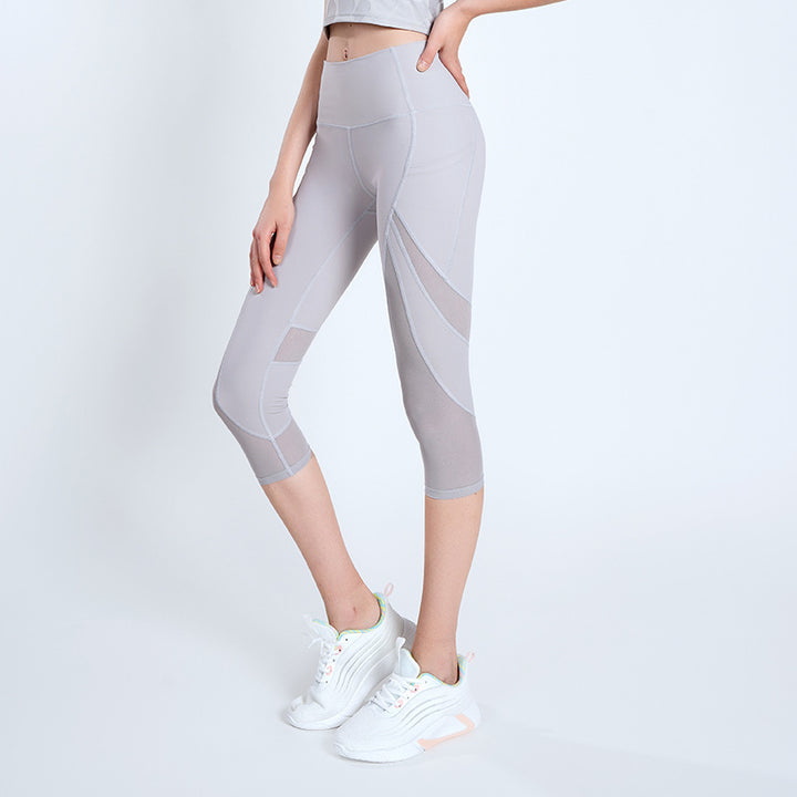 Mesh Cropped Pants Women High Waist Hip Lift Fitness Training Pants Slimming Leg Shaping Yoga Tights