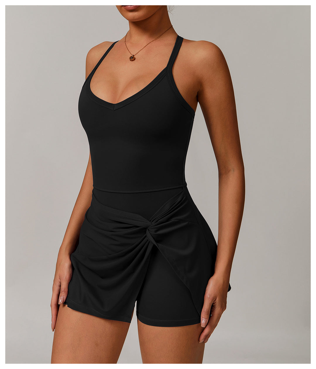 Sollinarry Sustainable Recycled Dress Anti Exposure Kink Design Cross Hollow Out Cutout out Beauty Back Tennis