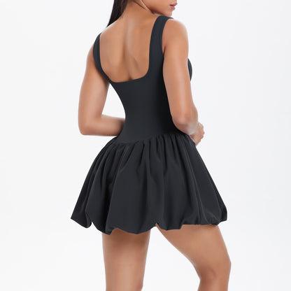 Cool Jumpsuit Tennis Skirt Sexy Beauty Back Pocket Backing Culottes Fitness Solid Color Sports Dress Women