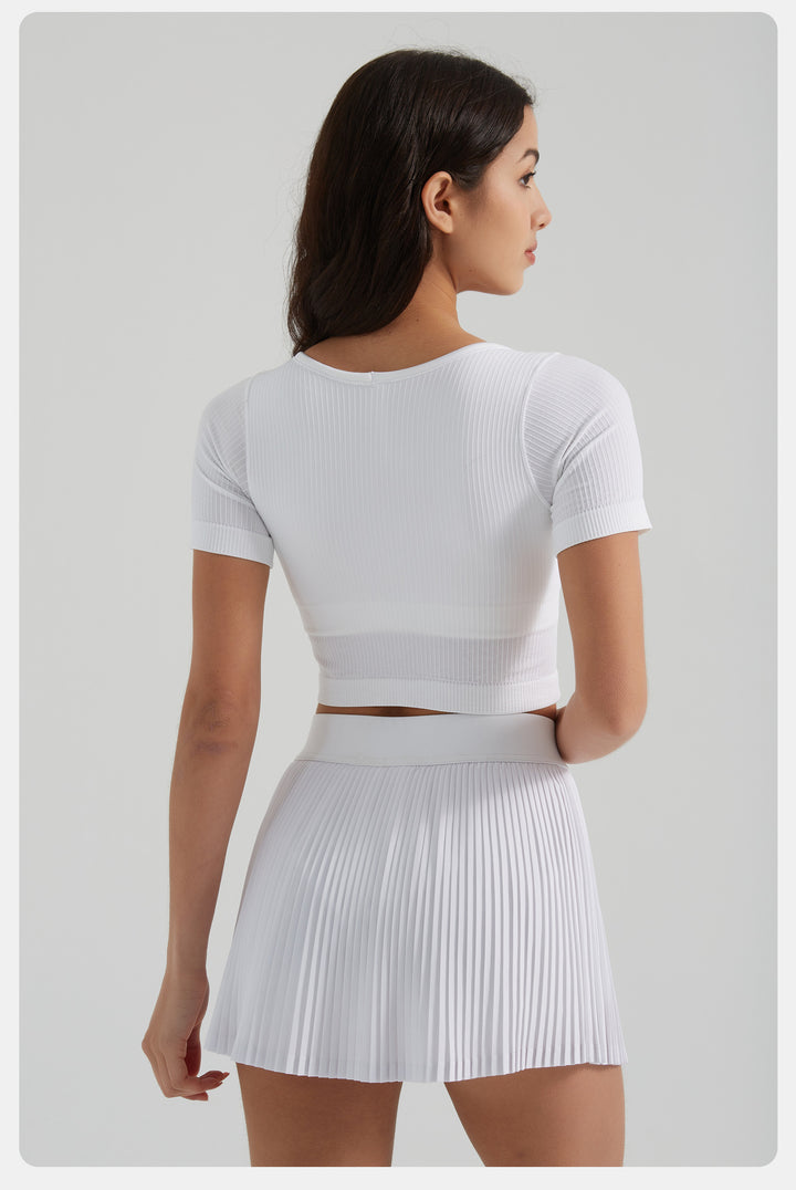 Summer High Waist Quick Drying Breathable Yoga Skirts Exposure Proof Belt Pocket Casual Outdoor Pleated Tennis Skirt