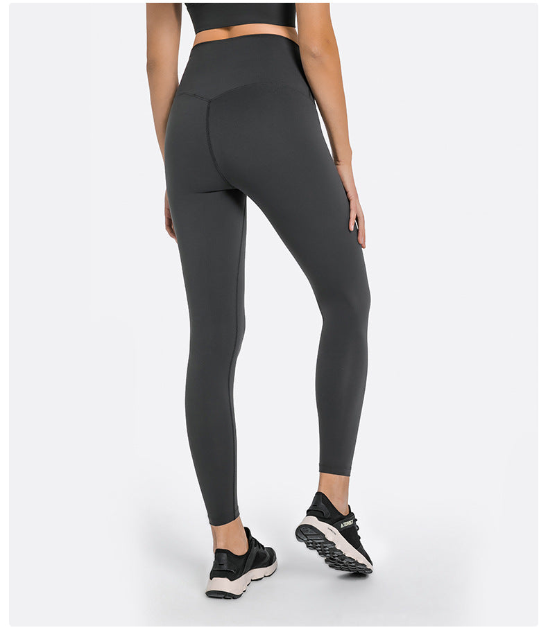 Diqian Non Embarrassing Line Skin Friendly Nude Feel Yoga Pants High Waist Shaping Stretch Sports Ninth Pants Women