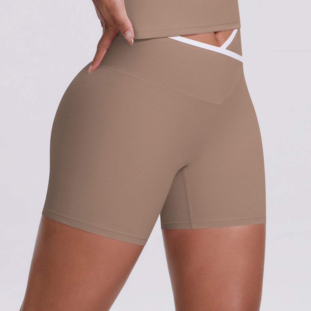 Cross High Waist Yoga Shorts Tight Nude Feel Peach Hip Lifting Sport Shorts Women Outer Wear Fitness Yoga Pants