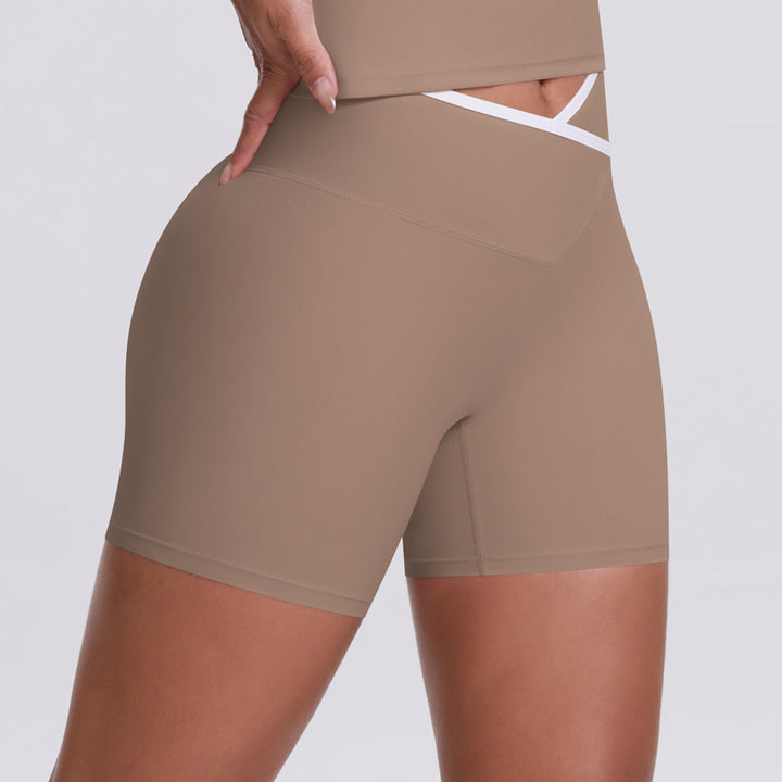 Cross High Waist Yoga Shorts Tight Nude Feel Peach Hip Lifting Sport Shorts Women Outer Wear Fitness Yoga Pants