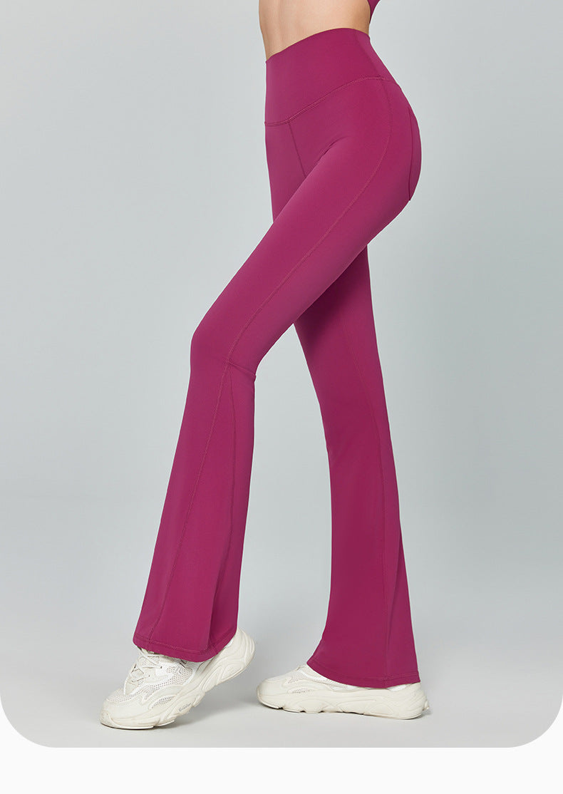 Thin Gao Shi Line Yoga Trousers Women High Waist Hip Lift Fitness Bell Bottom Pants Slim Slimming Wide Leg Pants Outer Wear