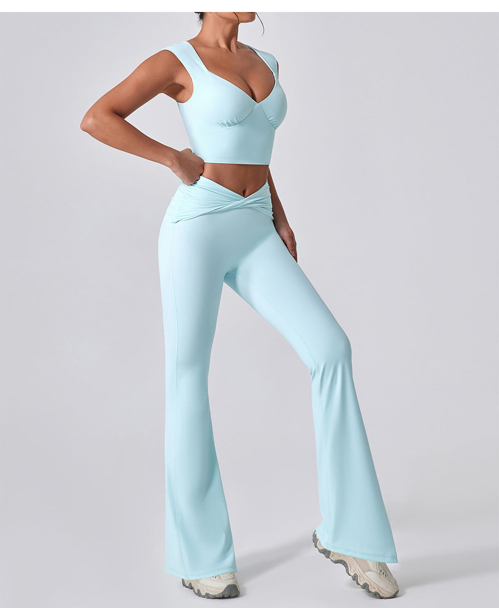 Wide Leg Tight Nude Feel Hip Lifting Yoga Bell Bottom Pants Dance High Waist Micro Pull Quick Drying Casual Sports Trousers Women