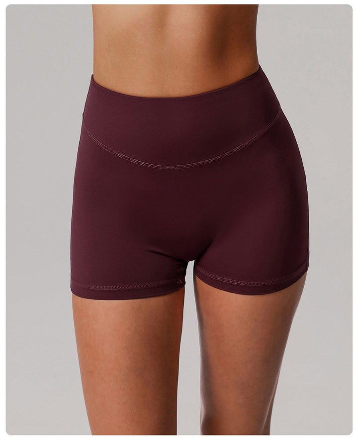 Nude Feel Tight Yoga Shorts Women High Waist Belly Contracting No Embarrassment Line Fitness Pants Hip Lifting Running Exercise Shorts