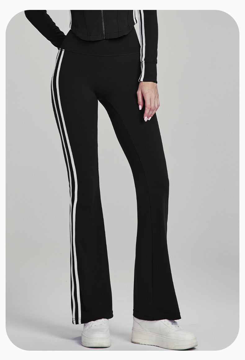 Slim Yoga Trousers Women Outer Wear Thin High Waist Belly Contracting Fitness Bell Bottom Pants Pilates Training Workout Pants