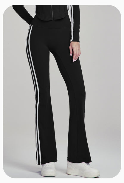 Slim Yoga Trousers Women Outer Wear Thin High Waist Belly Contracting Fitness Bell Bottom Pants Pilates Training Workout Pants