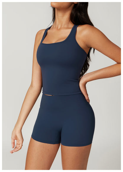 Sollinarry Brushed H Shaped Beauty Back Sports Vest Women Tight Quick Dry Casual Running Fitness Top Yoga Clothes