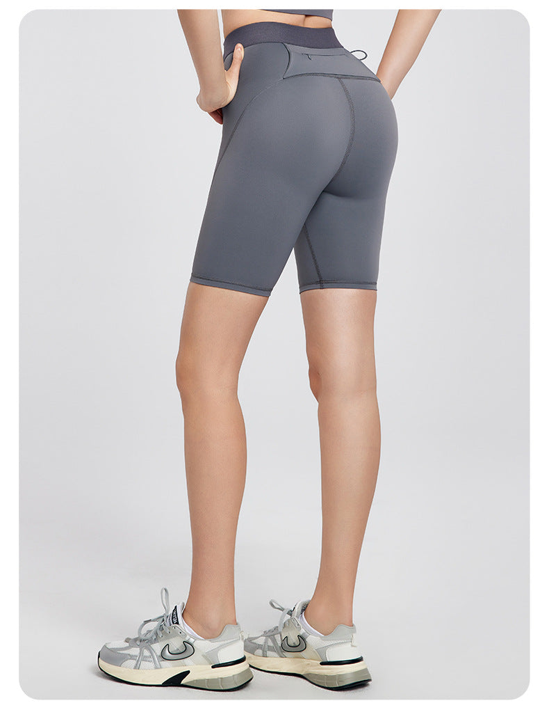 Spring Summer Back Waist Pocket Sports Shorts 7A Antibacterial Crotch Side Waist External Waist Bag Yoga Pants Hip Lifting