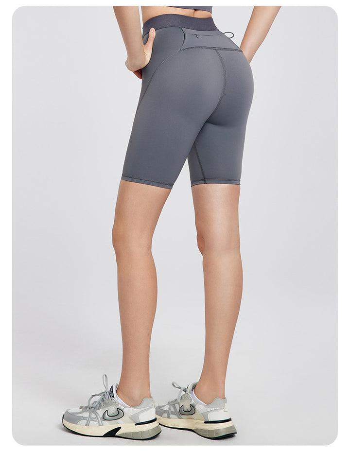 Spring Summer Back Waist Pocket Sports Shorts 7A Antibacterial Crotch Side Waist External Waist Bag Yoga Pants Hip Lifting