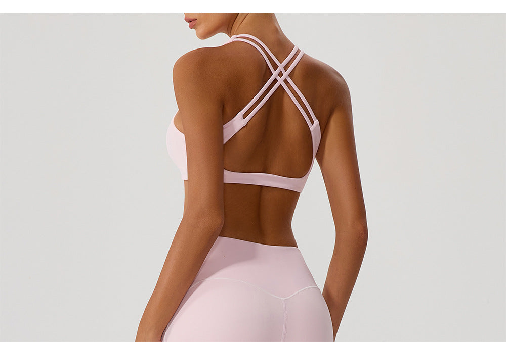 Cross Love Yoga Bra Women Sling with Chest Pad Outer Wear Workout Clothes Outdoor Sports Underwear