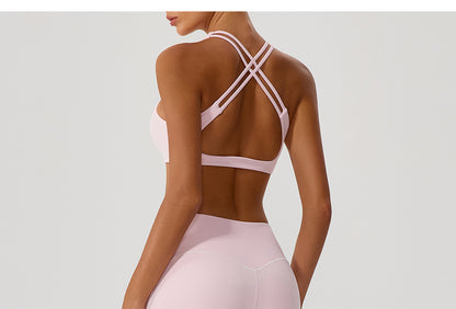 Cross Love Yoga Bra Women Sling with Chest Pad Outer Wear Workout Clothes Outdoor Sports Underwear