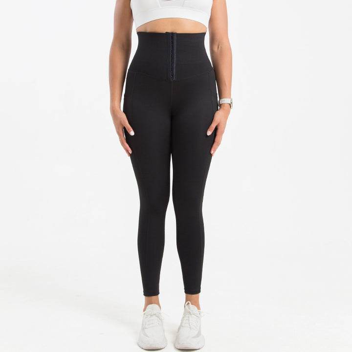 Breasted Yoga Pants Pocket Plus Size Belly Contraction Weight Loss Pants Sports Tight Yoga Shaping Pants