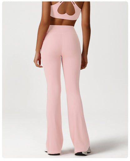 Cross High Waist Yoga Bell-Bottom Pants Women Dance Sports Wide Leg Pants Casual Hip Lifting Fitness Bootcut Trousers