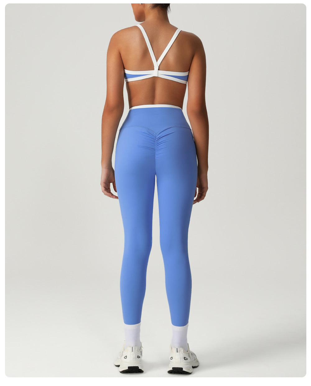 Peach Hip High Waist Tight Yoga Pants Women Gather Shockproof Bra Running Sports Set Workout Clothes