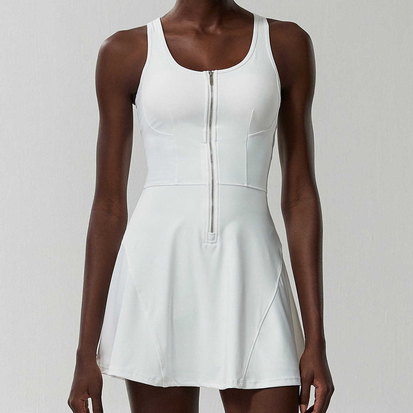 Zipper Tennis Skirt One-Piece Fairy White
