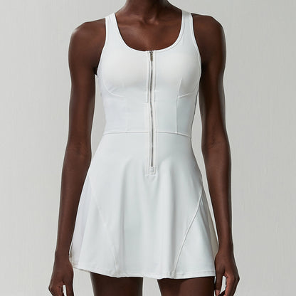 Zipper Tennis Skirt One-Piece Fairy White