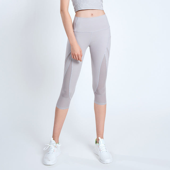 Mesh Cropped Pants Women High Waist Hip Lift Fitness Training Pants Slimming Leg Shaping Yoga Tights