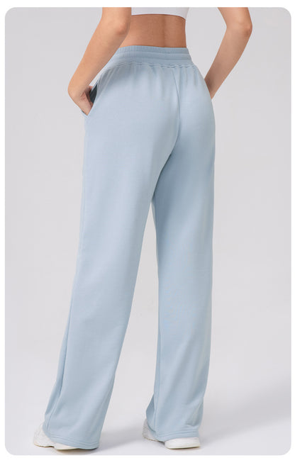 Autumn Winter Track Pants Women High Waist Drawstring Wide Leg Pants Loose Casual Yoga Workout Running Pants