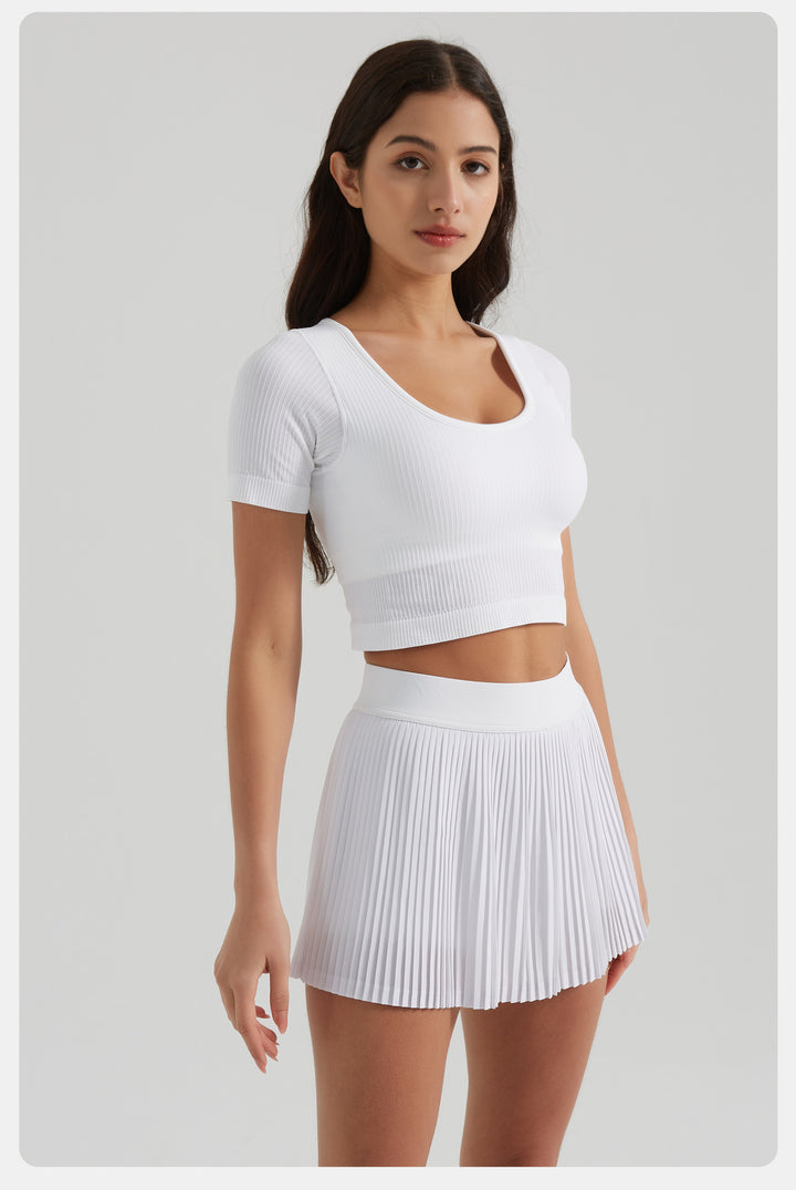 Summer High Waist Quick Drying Breathable Yoga Skirts Exposure Proof Belt Pocket Casual Outdoor Pleated Tennis Skirt