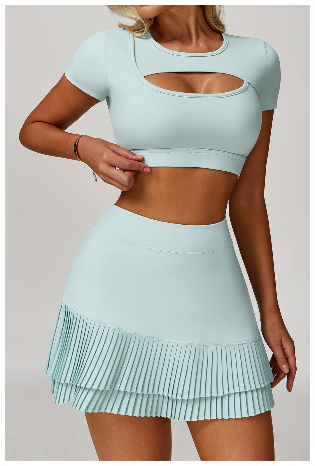 Sollinarry Summer Yoga Short Sleeve Hollow Out Cutout out Tight Shockproof Nude Feel Sports T shirt Running Fitness Sports Top